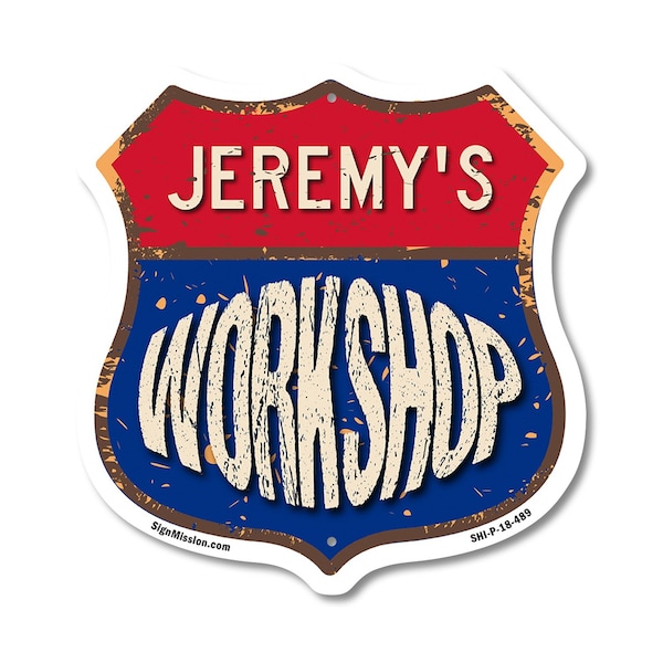 Signmission Jeremy's Workshop, 18 Inch X 18 Inch, Plastic Sign SHI-P-18-489-JEREMY - main