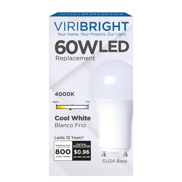 Viribright Lighting A19 GU24 60W Equivalent 4000K A19-GU24-4K-640336 - main
