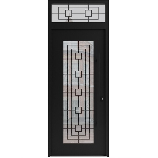 Vdomdoors Aluminum Door Iron 1688 Black Entry Steel Metal Classic Painted 36 x 92 (36 x 80+12)-Left Inswing IRON1688EXD-BLK-W36xH80+12-LH-I - main