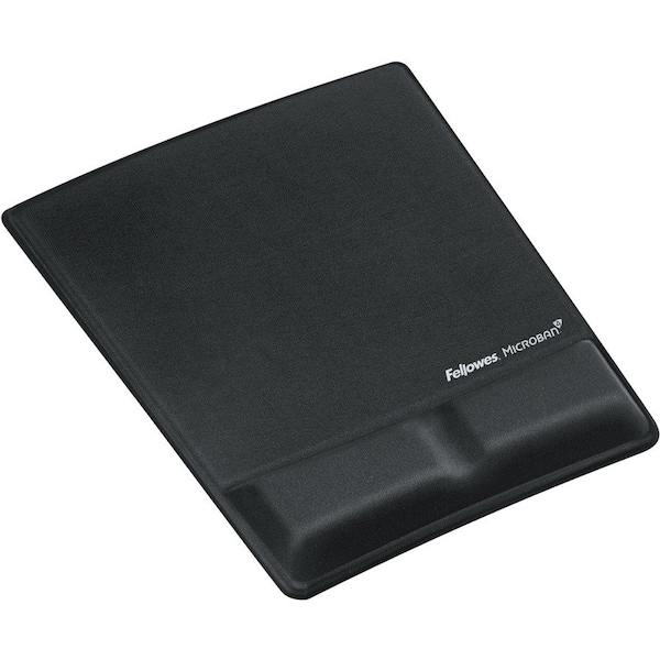 Fellowes Mousepad w/Microban Wrist Support, Black 9181201 - main