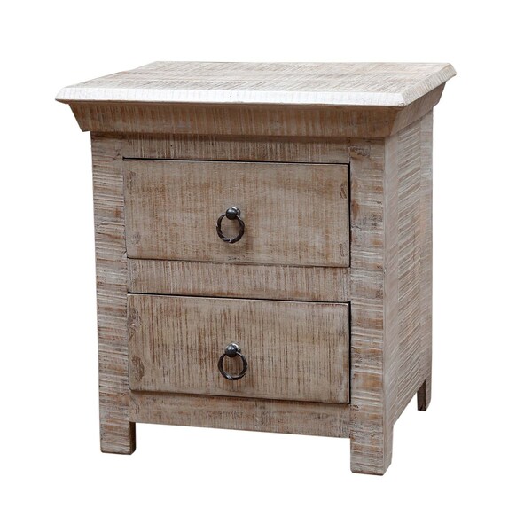 Homeroots 24" Gray Solid Wood Two Drawer Nightstand 488755 - main