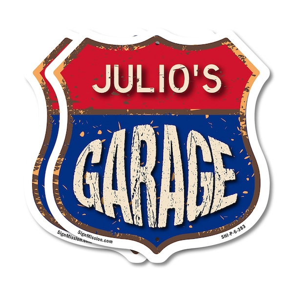 Signmission Julio's Garage, 6 inch X 6 inch, Plastic Sign, 2PK SHI-P-2PACK-6-383-JULIO - main