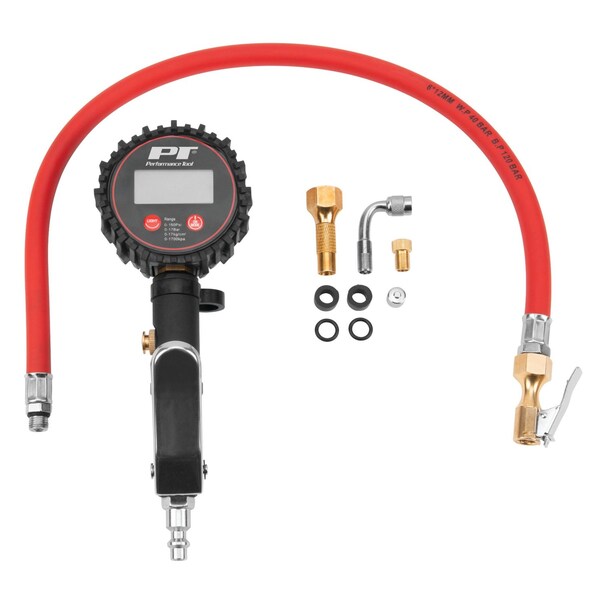 Performance Tool Heavy Duty Digital Tire Inflator, 0-150 PSI Gauge, Brass Air Chucks, 20" Hose M526 - main