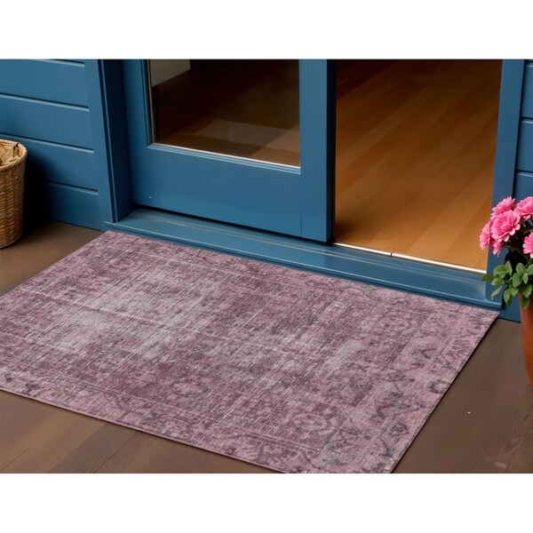 Homeroots 3' X 5' Merlot Oriental Washable Indoor Outdoor Area Rug 607548 - main