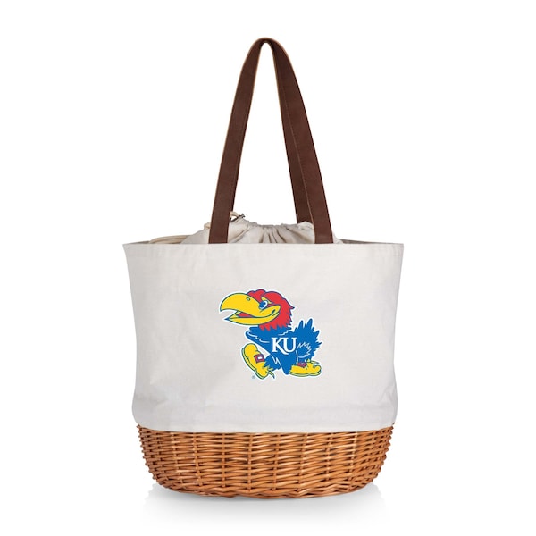 Picnic Time Family Of Brands NCAA Kansas Jayhawks Coronado Canvas and Willow Basket Tote - Picnic Bag 203-00-187-244-0 - main