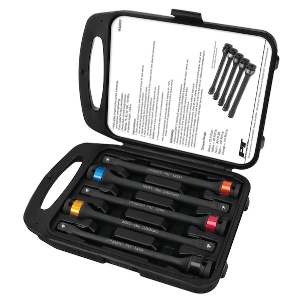 Performance Tool 5 pc. Torque Limiting Extension Set, 75-110 ft-lbs, Color Coded, Cr-Mo W32903 - main