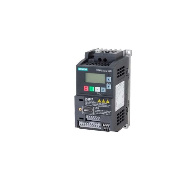 Siemens SINAMICS V20 200-240V 1AC -10/+10% 47-63Hz rated power 0.37 kW with 6SL3210-5BB13-7UV1 - main