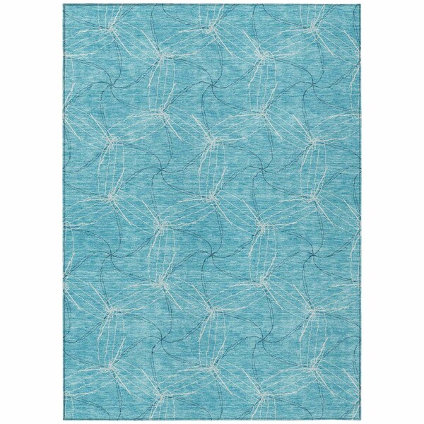 Homeroots 5' X 8' Aqua And Ivory Geometric Washable Indoor Outdoor Area Rug 614048 - main