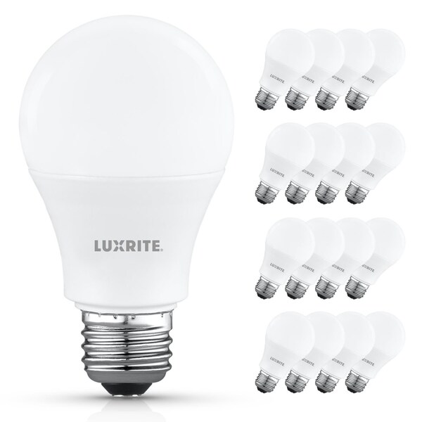 Luxrite A19 LED Light Bulb 60 Watt Equivalent, Non-Dimmable, 3000K Soft White, 800LM, Standard LED, 16PK LR21531 - main