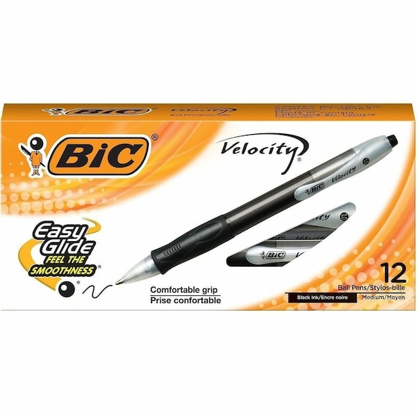 Bic Velocity Ballpoint Pen, Medium, Black Ink, Dozen VLG11BK - main