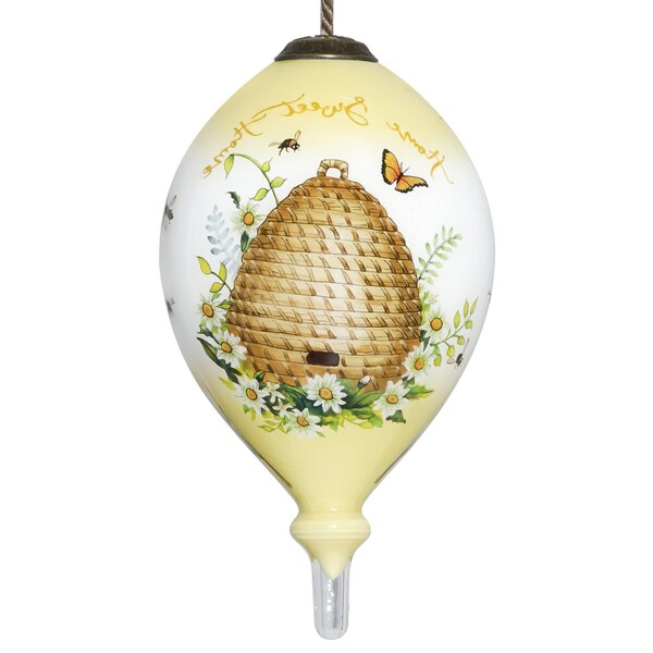 Homeroots Beehive Home Sweet Home Hand Painted Mouth Blown Glass Ornament 477519 - main