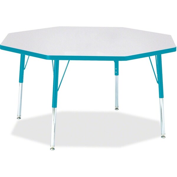 Jonti-Craft Berries Octagon Activity Table, 48 in. x 48 in., E-height, Freckled Gray/Teal/Gray 6428JCE005 - main