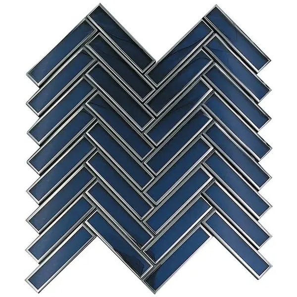 Apollo Tile Mirari 12x12 in. Blue, Gray Glossy Glass Herringbone Mosaic Wall Tile (4.59 sq ft/case) 5PK APLMNC8812MAA - main