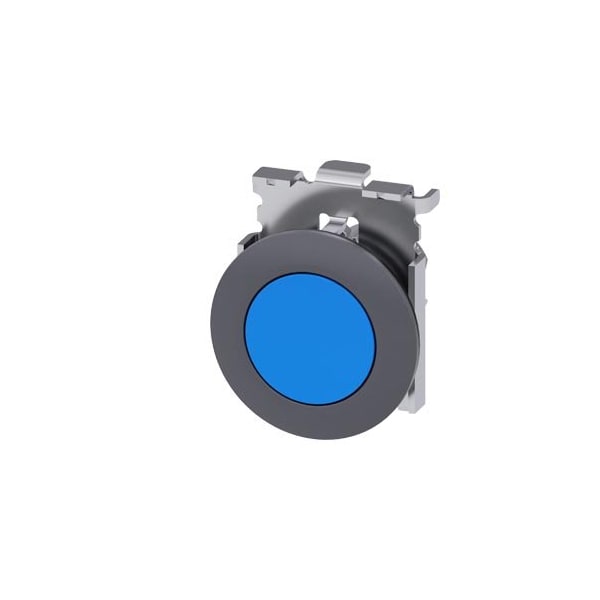 Siemens Pushbutton, 30 mm, round, Metal, matte, blue, front ring 3SU1060-0JB50-0AA0-ZY19 - main