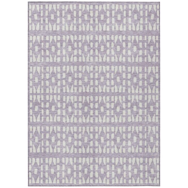 Homeroots 5' X 8' Lavender And Ivory Geometric Washable Indoor Outdoor Area Rug 613784 - main