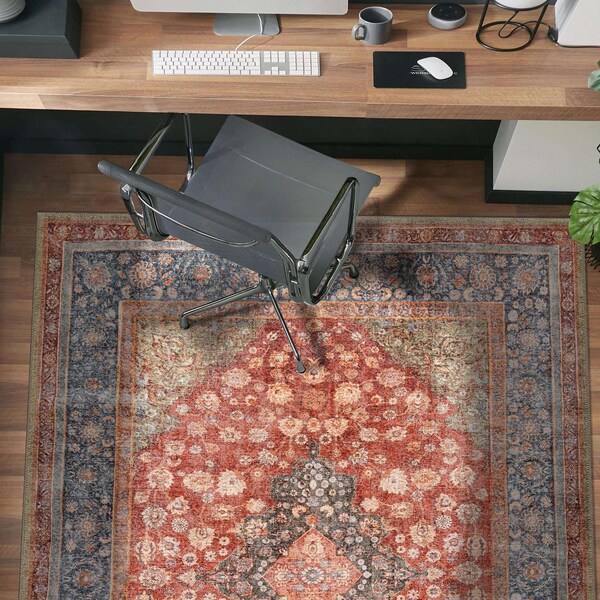 World Rug Gallery Red Vintage Medallion Rug - Washable, Low Pile, Great for Bedrooms or Living Rooms 4 ft x 6 ft WR171RED4X6 - main