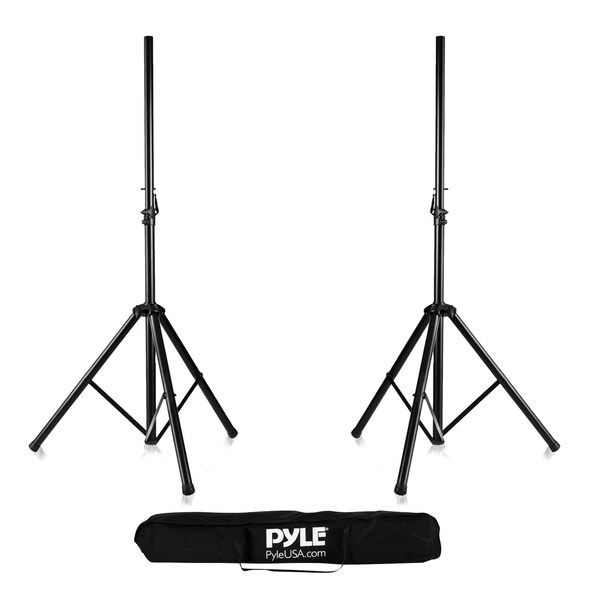 Pyle Universal Dual PA DJ Tripod 2 Speaker Stand Kit with Adjustable Height & Storage Bag Constructed PSTK107 - main