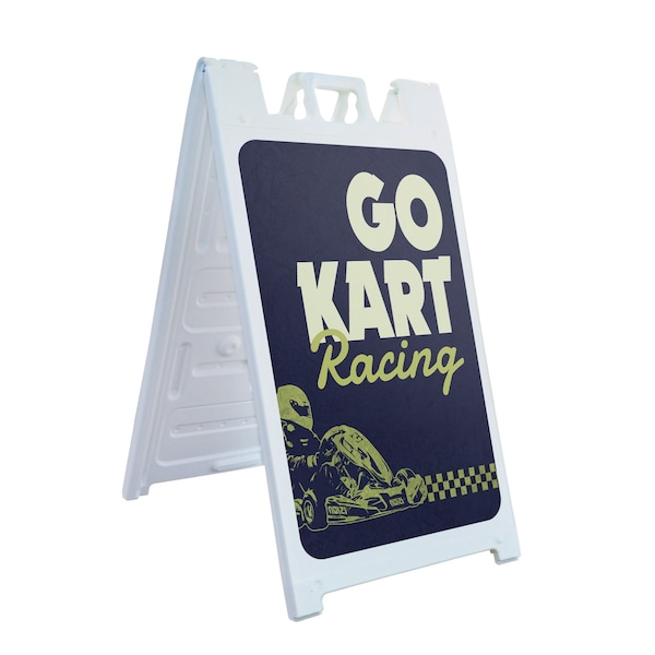 Signmission Go Kart Racing, A-Frame & 2 Decals Installed, Heavy-Duty Plastic Frame SBHD-D-2436-30382 - main