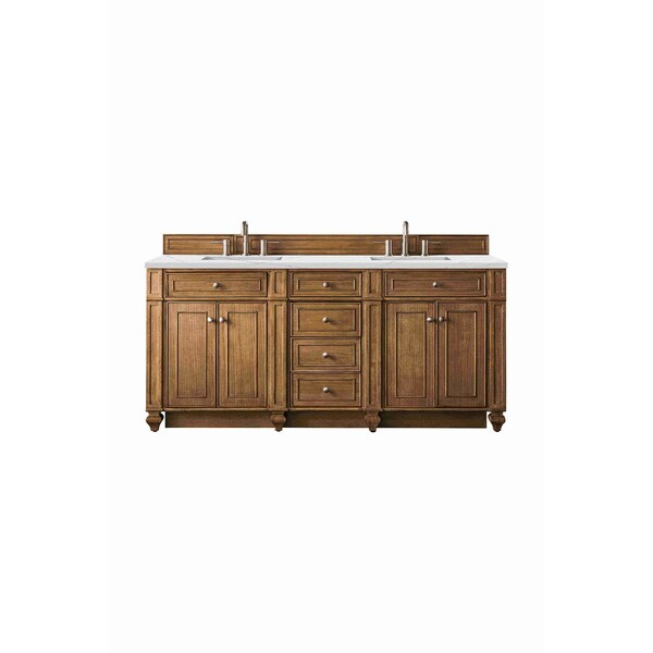 James Martin Vanities Bristol 72'' D Vanity, Saddle Brown w/ Ethereal Noctis Silestone Top w/FreePower Wireless Charger 157-V72-SBR-FENC - main