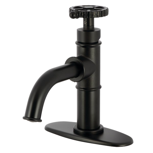 Kingston Brass One-Handle Single-Hole Bathroom Faucet with Deck Plate and Push Pop-Up Drain, Matte Black KSD2820CG - main