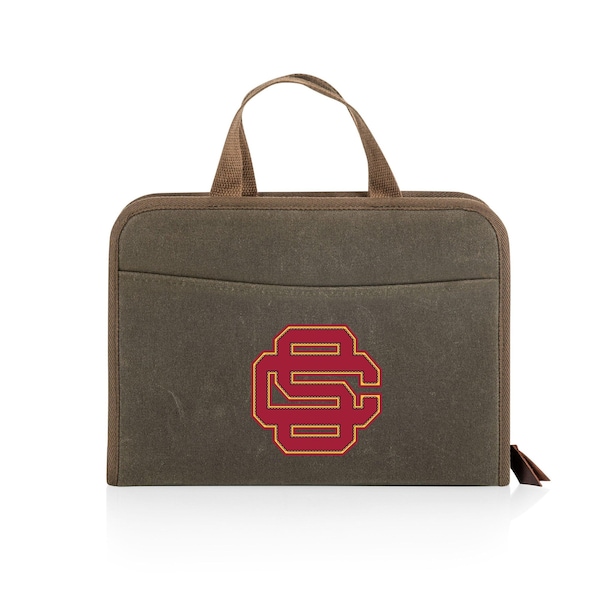 Picnic Time Family Of Brands USC Trojans - Interlocking - Monterey Travel Cheese Knife Set, Khaki Green 646-07-140-098-0 - main
