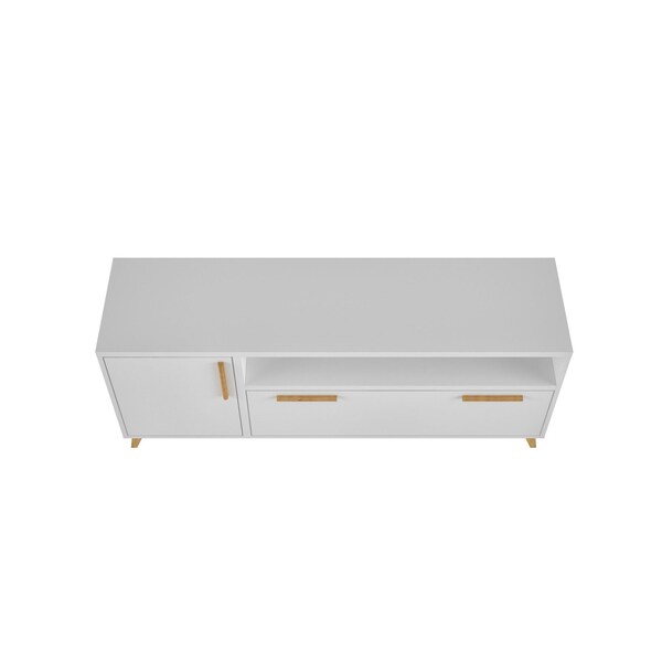 Homeroots Modern White And Natural Long Door TV Stand 389030 - main