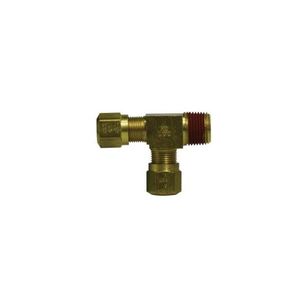 First Fitting & Fastener 3/8T X 1/4T X 1/4 MPT BRASS MALE DOT AIR BRAKE RUN TEE FOR NYLON TUBING 38124MID - main