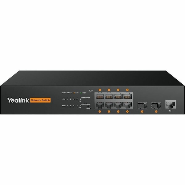 Yealink 8-PORT L2+ GIGABIT MANAGED SWITCH WITH WEB-BASED MANAGEMENT, UP TO 130W POE/POE+ 1303227 - main