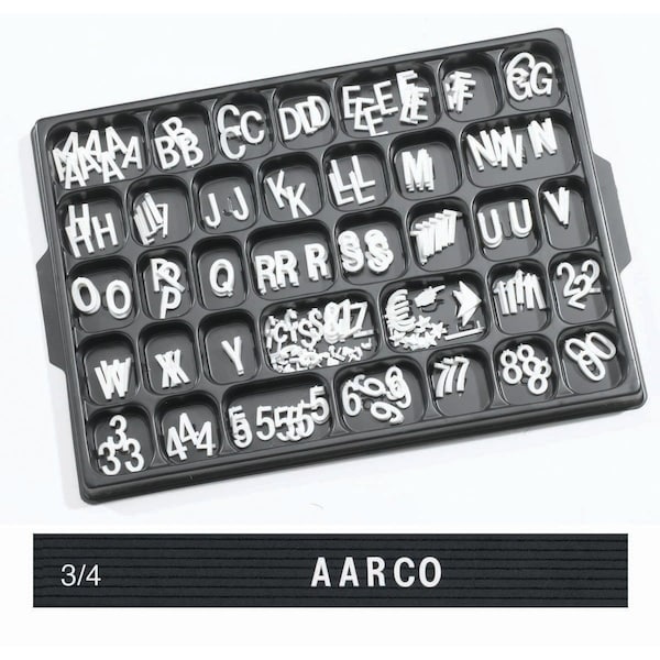 Aarco Universal Single Tab Changeable Letters, 3/4'' Helvetica Style Typeface, 165 Characters per Set HF.75 - main