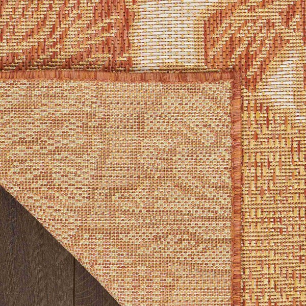 Homeroots 9' X 12' Coral And Ivory Floral Indoor Outdoor Area Rug 551480 - main