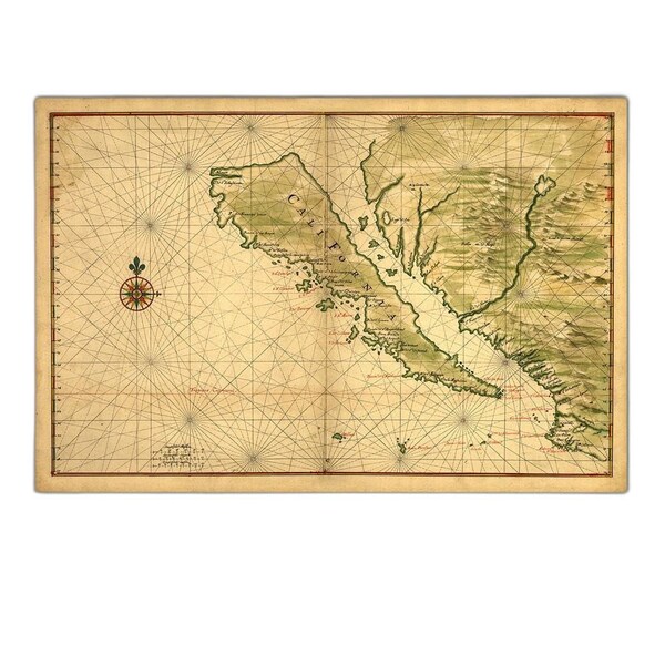 Homeroots 20" X 30" California As An Island C1650 Vintage Map Wall Art 391938 - main