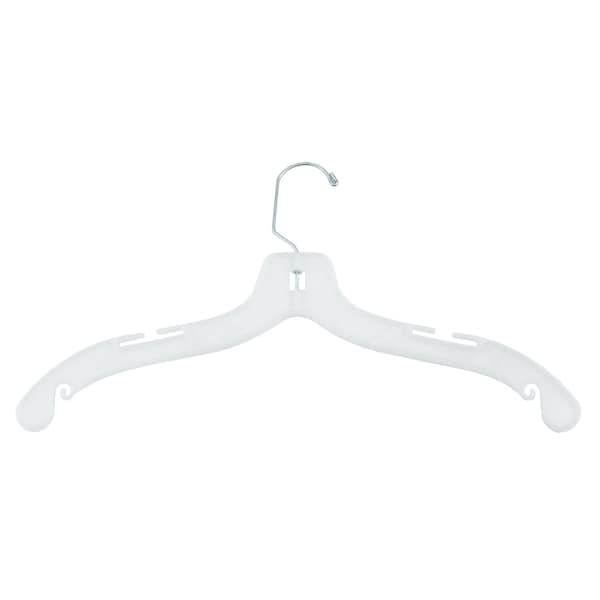 Nahanco 17in White Hi-Impact Plastic Heavy Weight Shirt Hanger w/ Washer, 100PK 1500WW - main