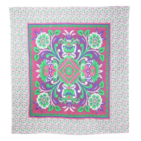 Homeroots 88" X 84" Pink Green And White Floral Cotton Hanging Tapestry 397429 - main