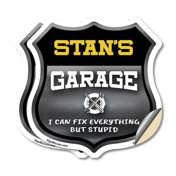 Signmission Stan's Garage I Can Fix Everything But Stupid, 4 inch X 4 inch, Vinyl Decal, 2PK SHI-D-2PACK-4-490-STAN - main