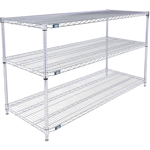 Global Industrial Nexel 3 Shelf, Stainless Steel Wire Shelving Unit, Starter, 60"W x 21"D x 34"H B3149730 - main