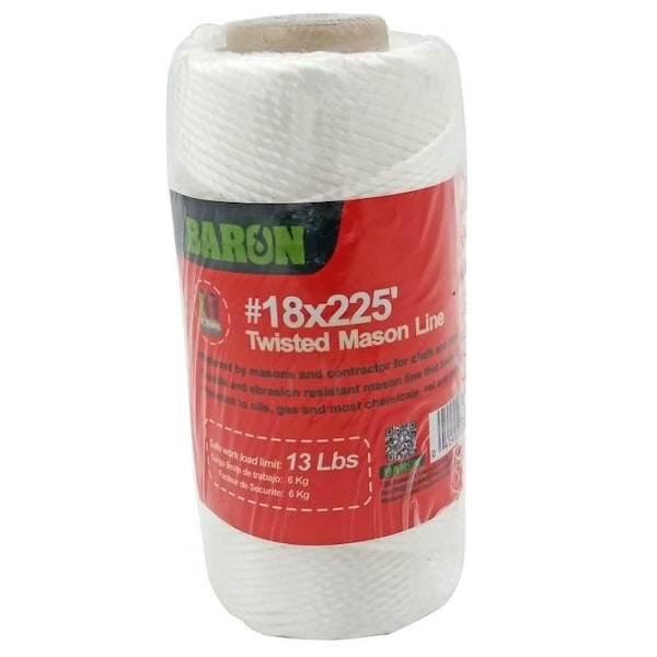 Baron Twisted Seine Twine, No 18 Dia, 225 ft L, 13 lb Working Load, Nylon, White 50817 - main
