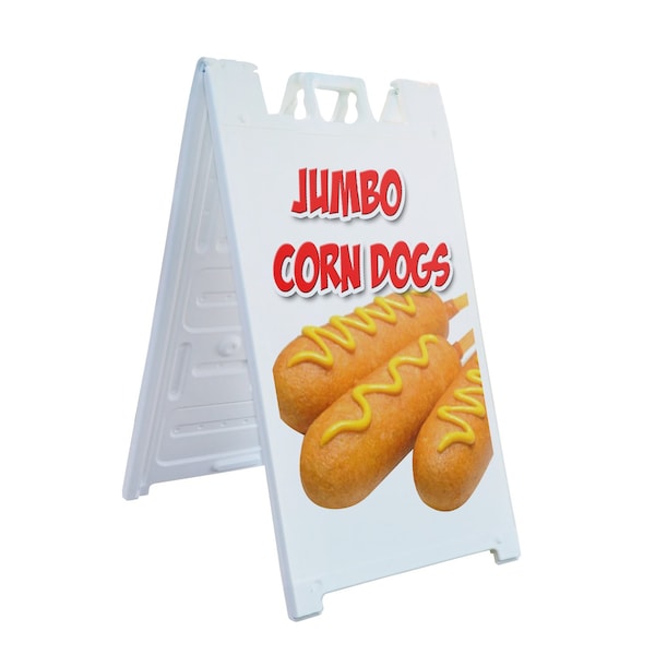Signmission Jumbo Corndogs, A-Frame & 2 Decals Installed, Heavy-Duty Plastic Frame SBHD-D-2436-Jumbo Corndogs - main