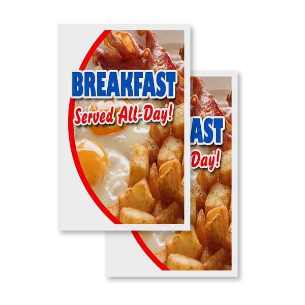 Signmission Breakfast Served All Day, Vinyl Decals Only 24 Inch x 36 Inch, Vinyl Decal, 2PK DSB-2436-2PACK-Breakfast Served All Day - main