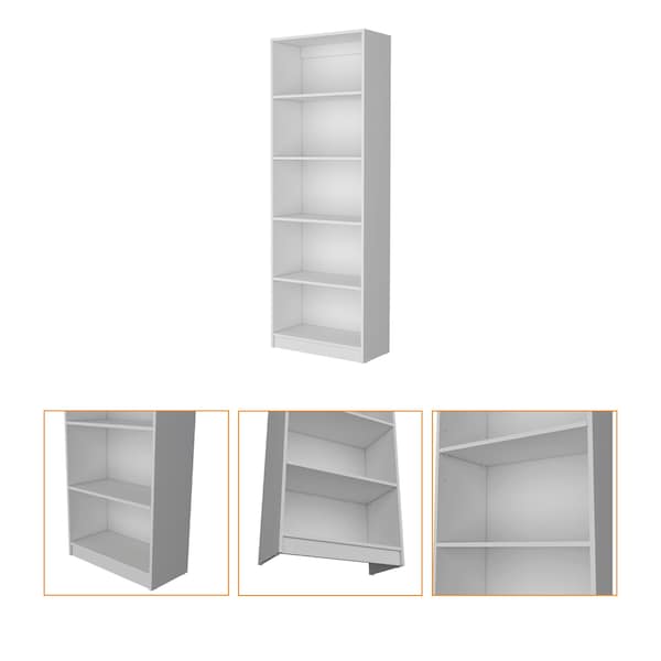 Homeroots 71" White Wood Five Tier Bookcase 546191 - main