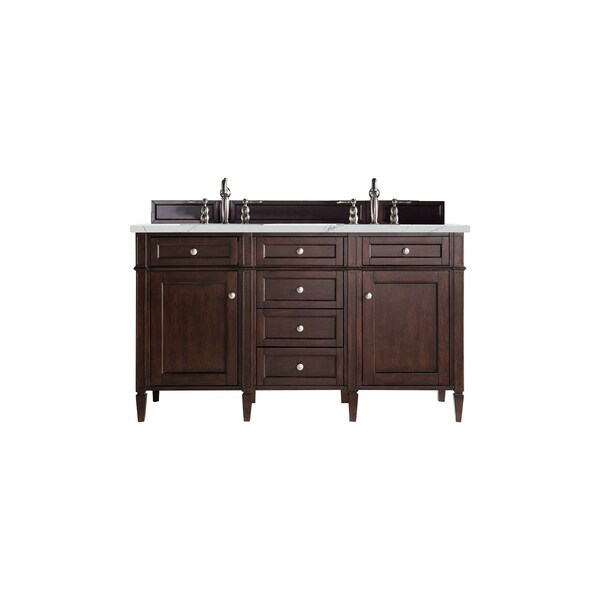 James Martin Vanities Brittany 60'' D Vanity, Burnished Mahogany w/ Ethereal Noctis Silestone Top w/ Wireless Charger 650-V60D-BNM-FENC - main