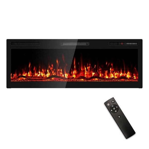Edendirect 50 in. Wall Mount Metal Smart Electric Fireplace in Black, 4.33 in. width, 2-Heating Settings, Remote ZR-WE-50 - main