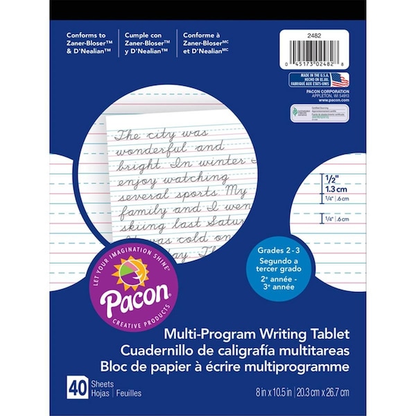 Easy-To-Organize 8 x 10.5 in. Writing Paper 0.5 in. Short Rule - 40 Sheets Per Pack - 12 Each EA3490452 - main