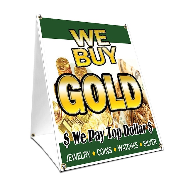 Signmission We Buy Gold 1, 24 Inch x 18 Inch A-frame Yard Sign, Plastic Sign SBC-1824-We Buy Gold 1 - main