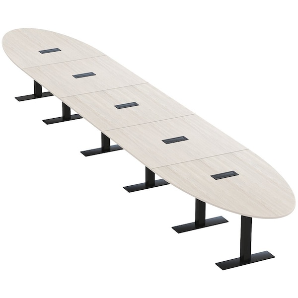 Skutchi Designs 22ft Oval Conference Table With Power | Harmony Series | 20 Person Meeting Room Table HAR-OVL-48X264-T.BK-K458-EBLK - main