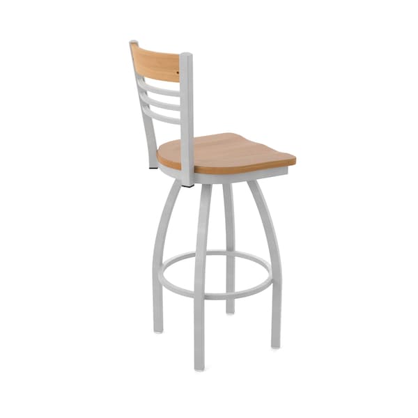 Holland Bar Stool Co Eleanor 30in Swivel Bar Stool with Anodized Nickel Finish, Medium Back and Medium Maple Seat 880 - main