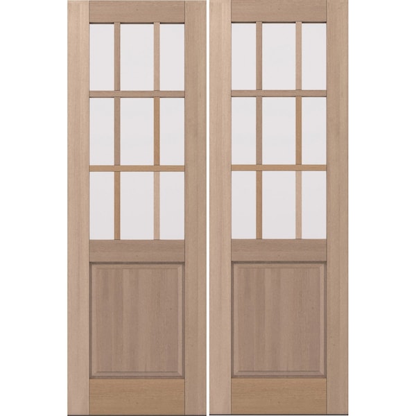 Doornmore G5009, 66.5" x 98" ( 2x32" Door) Left Hand, Mahogany SDL 9 Lite, 1/2 Lite Exterior Door G5009-SW-3296_2_LI - main