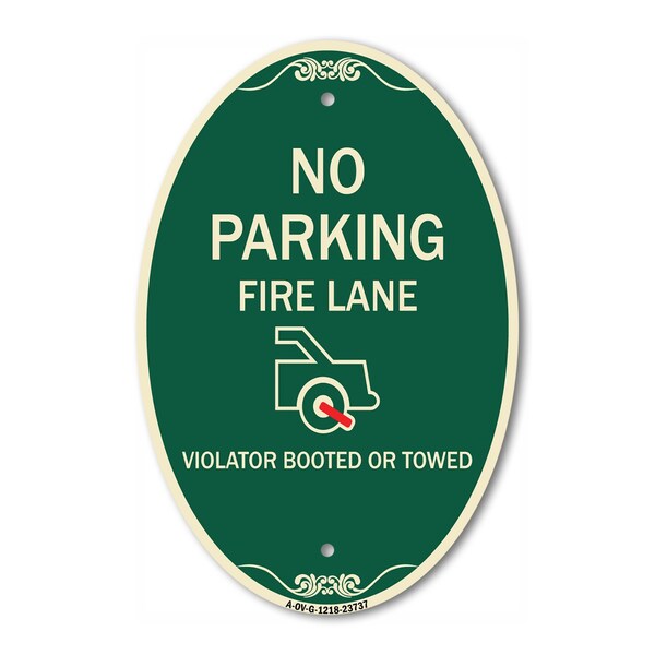 Signmission No Parking Fire Lane With Graphic Violators, 12 In X 18 In Architectural, Heavy Gauge Aluminum A-OV-G-1218-23737 - main