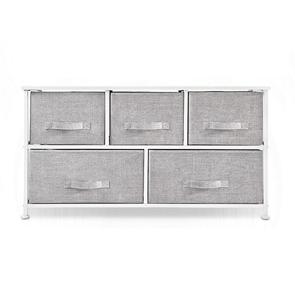 Homeroots 39" Gray and White Steel and Fabric Five Drawer Dresser 470360 - main