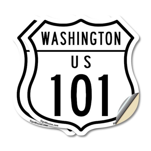 Signmission Washington Route Marker Shield Sign Us 1, 12 inch X 12 inch, Vinyl Decal, 2PK SHI-D-2PACK-12-475 - main