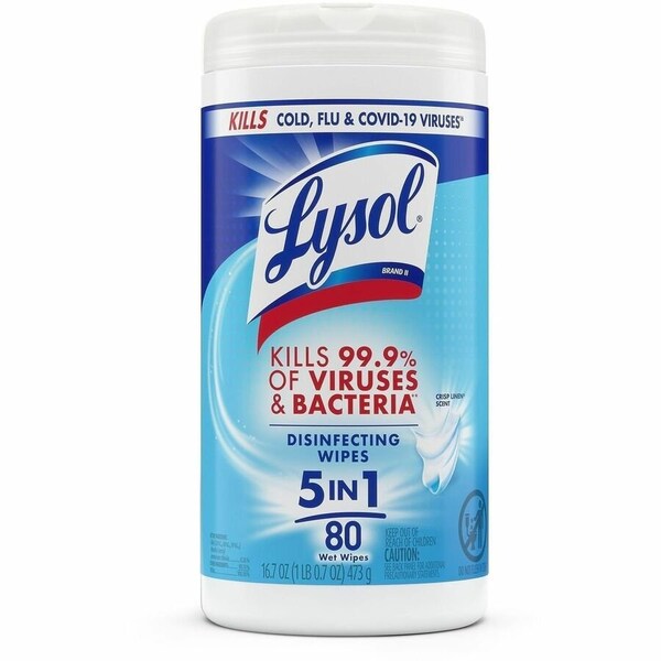 Reckitt Benckiser LYSOL, DISINFECTING WIPES, 7 X 8, CRISP LINEN, 80 WIPES/CANISTER 89346 - main